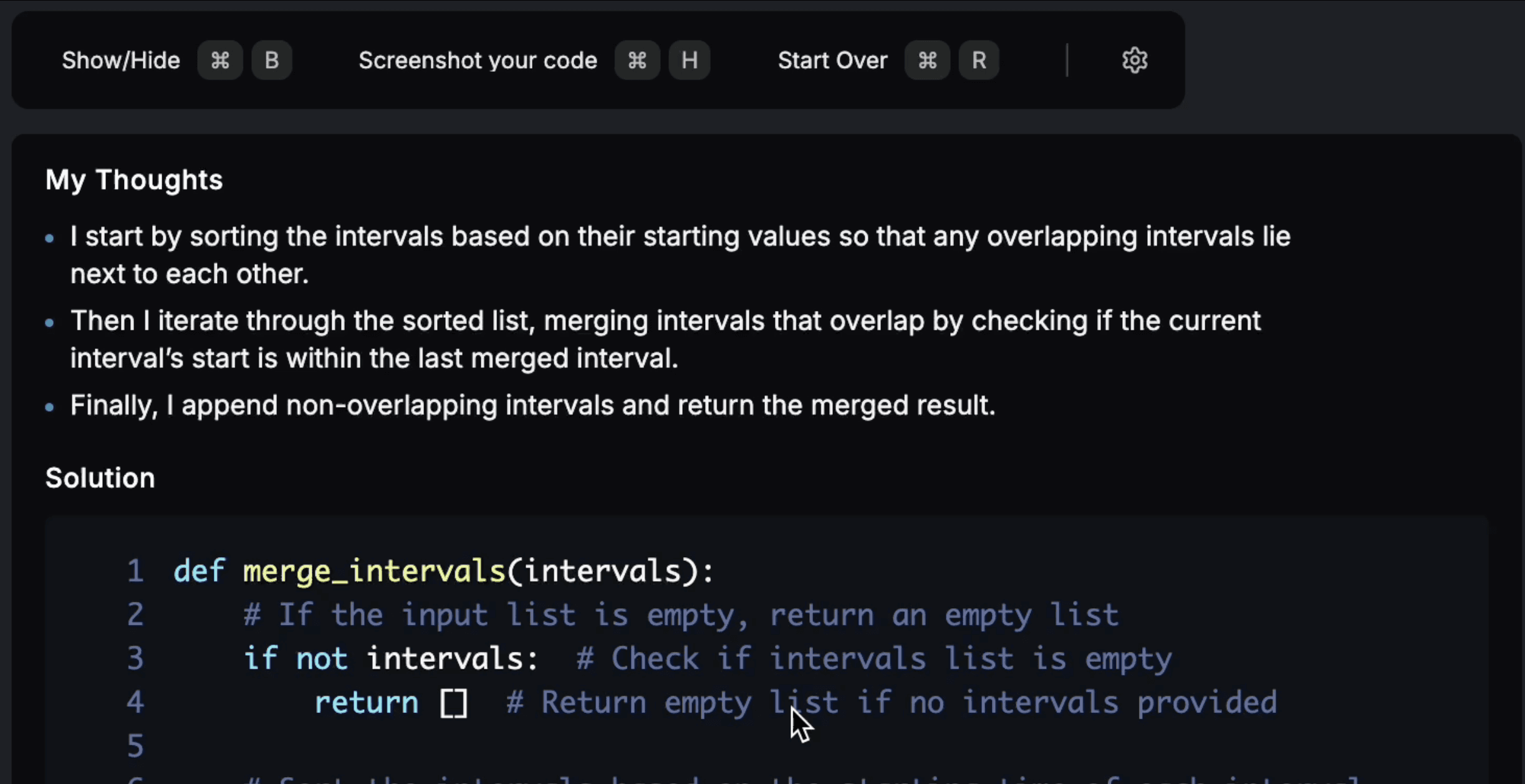 Solution reasoning